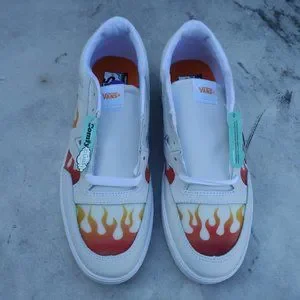 Sneakers Toddler Fire Vans VANS Sk8-Hi Racer Red Leather True Blue Flame Detail Sneakers